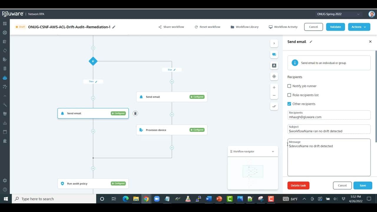 ONUG CSNF Showcase- Gluware Enables Automated and Orchestrated Response to CSNF Messaging