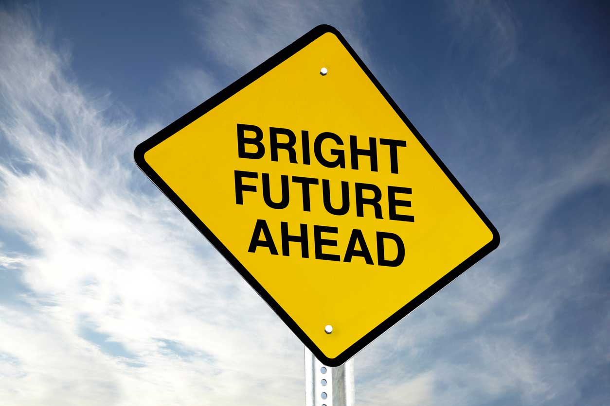 Street sign with the words Bright Future Ahead