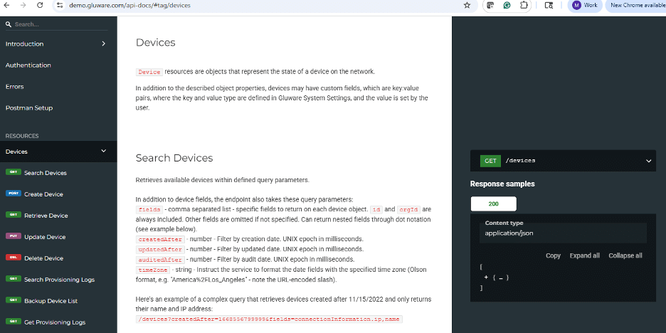 Screenshot of GluAPI