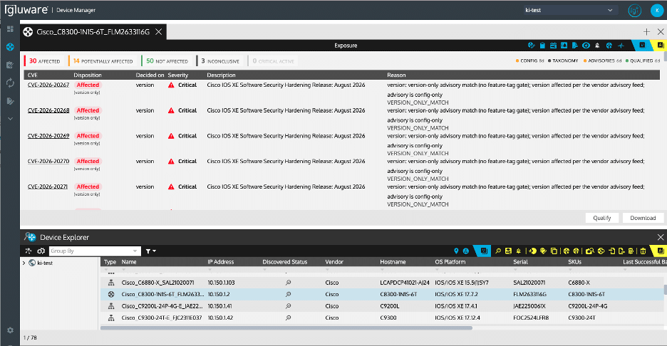 Screenshot of the Gluware Device Manager